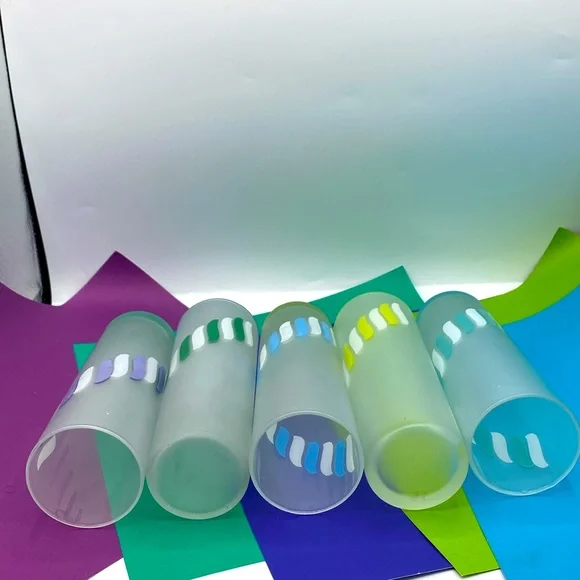 Vintage 1940’s Mid-Century Modern Libbey Candy Stripe Glasses - Picture 5 of 5